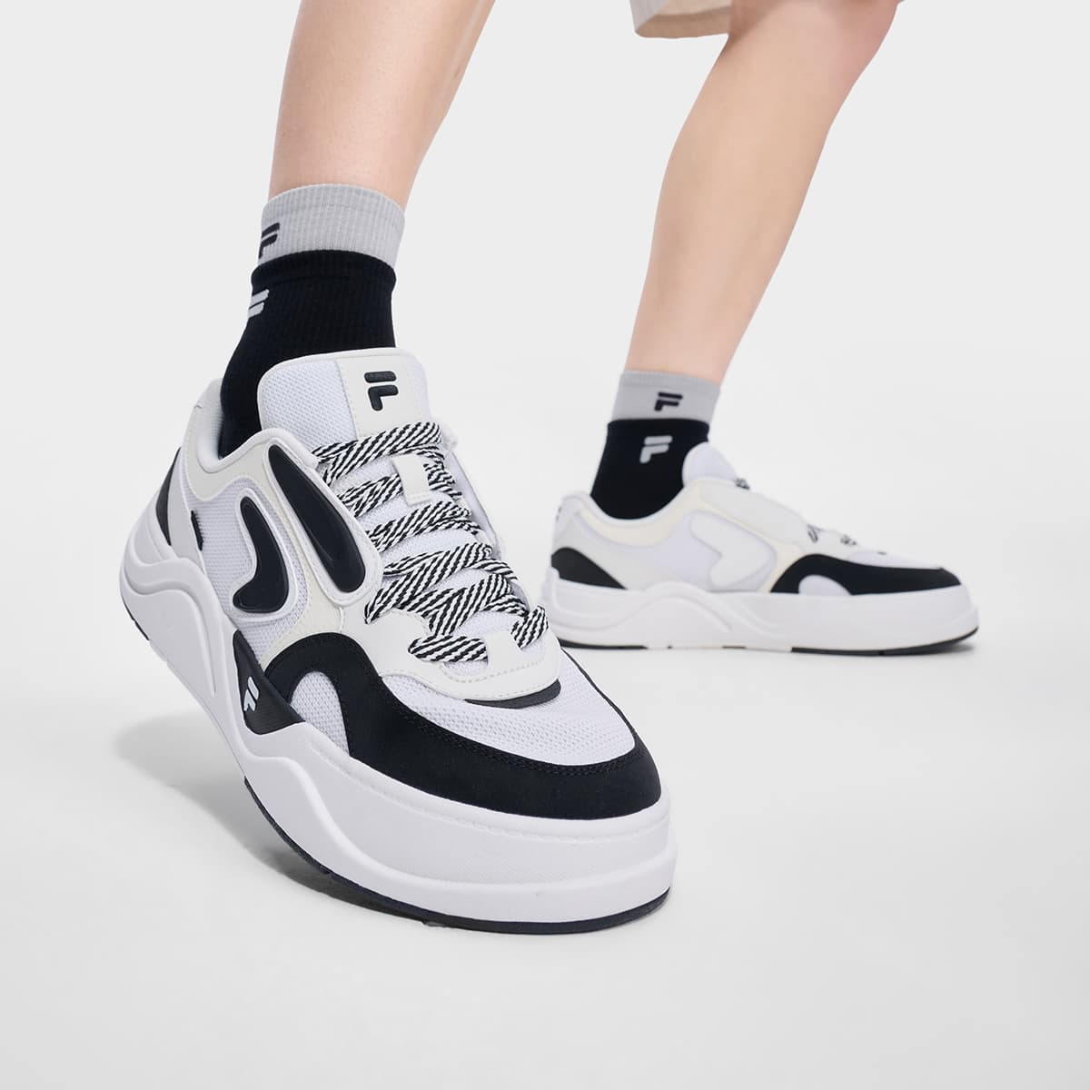 Кроссовки FILA FUSION 50 50 Кеды для скейтбординга Low Топ Черный Белый Средний белый Мужской - изображение 8