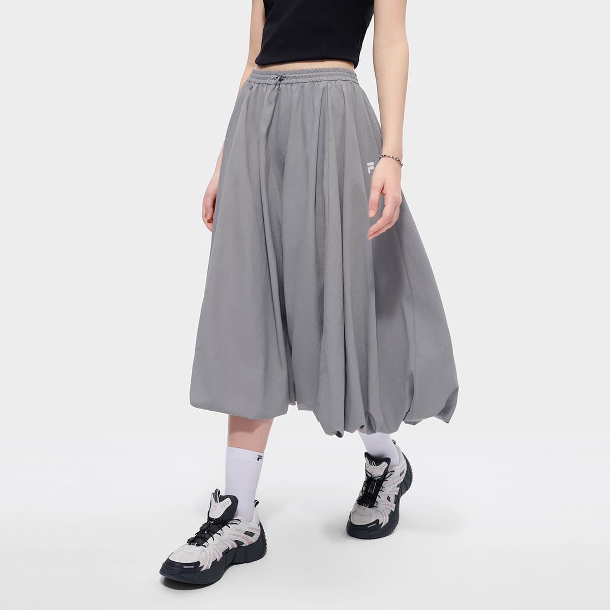 Юбка FILA FUSION Повседневная длинная юбка для жизни женская серого цвета - изображение 3
