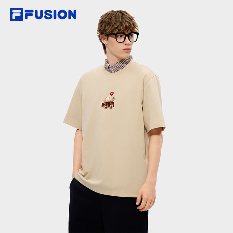 Футболка FILA FUSION FOB Короткий рукав T-рубашка унисекс коричнево-кофейного цвета - изображение 4