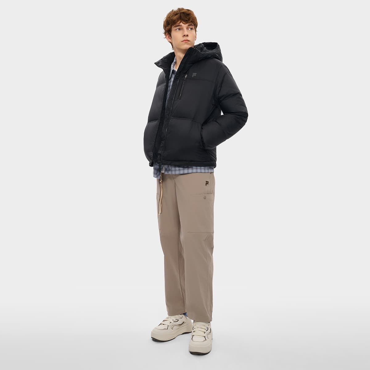 Зимняя куртка FILA FUSION Рабочий стиль Пуховик Мужской Глубокий черный - изображение 6