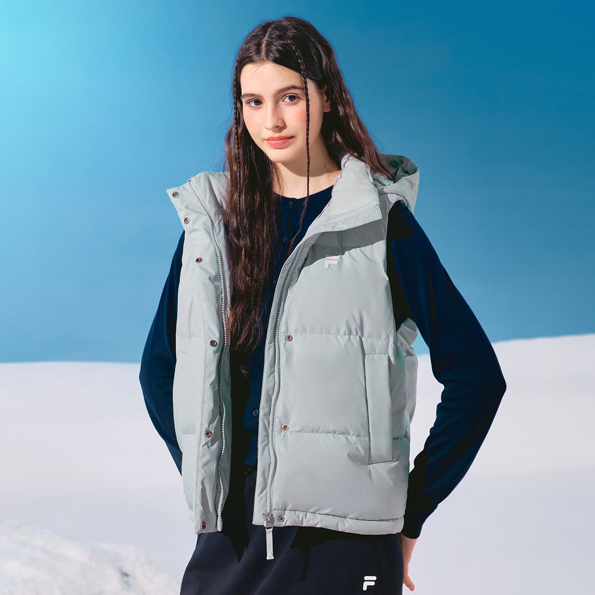 FILA FUSION FOB Пуховый жилет Женский Щебнево-серый - изображение 4
