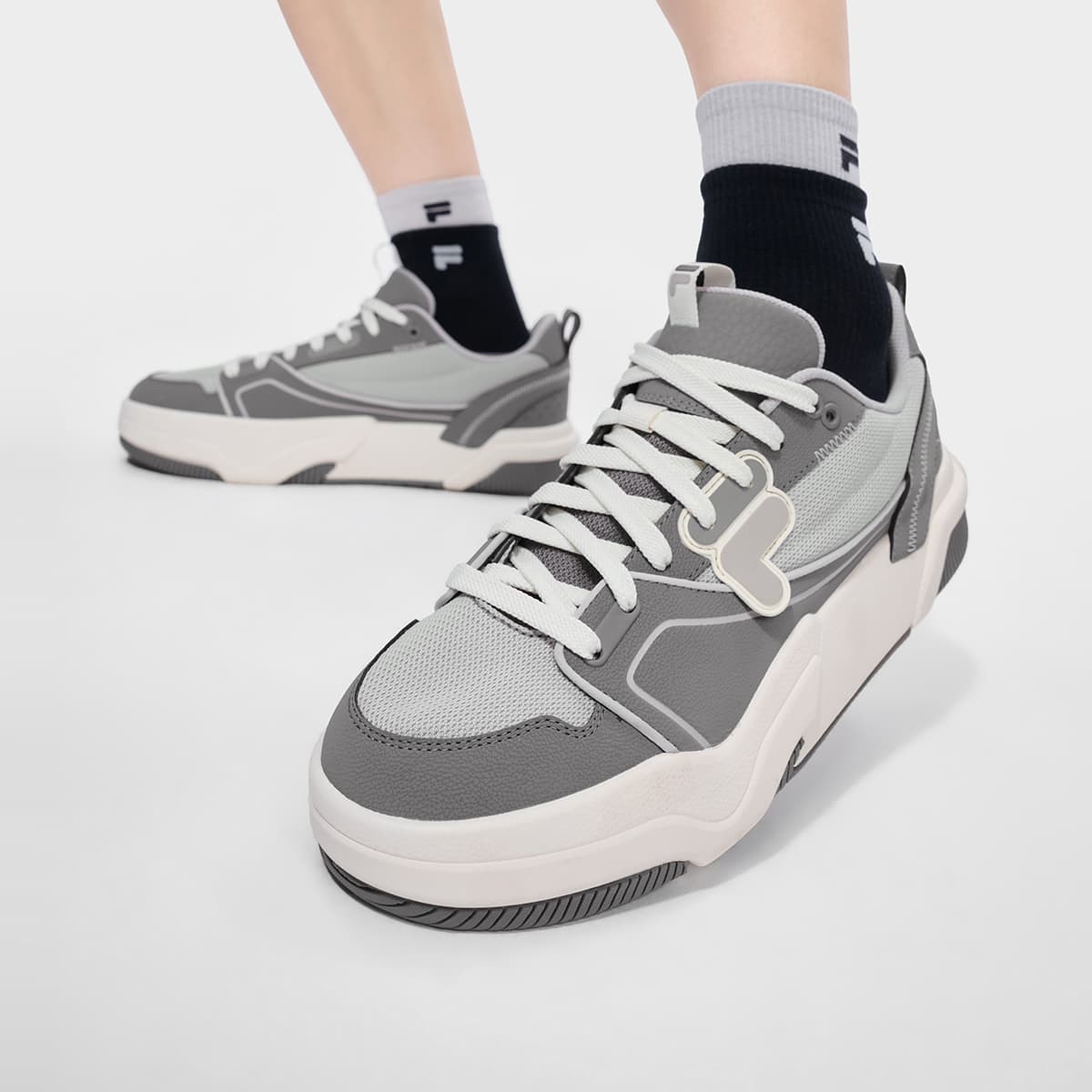 Кроссовки FILA FUSION GRIND Jump Skateboard Shoes Кеды для скейтбординга Низкий Топ Небесный Серый Снег Мужской - изображение 7