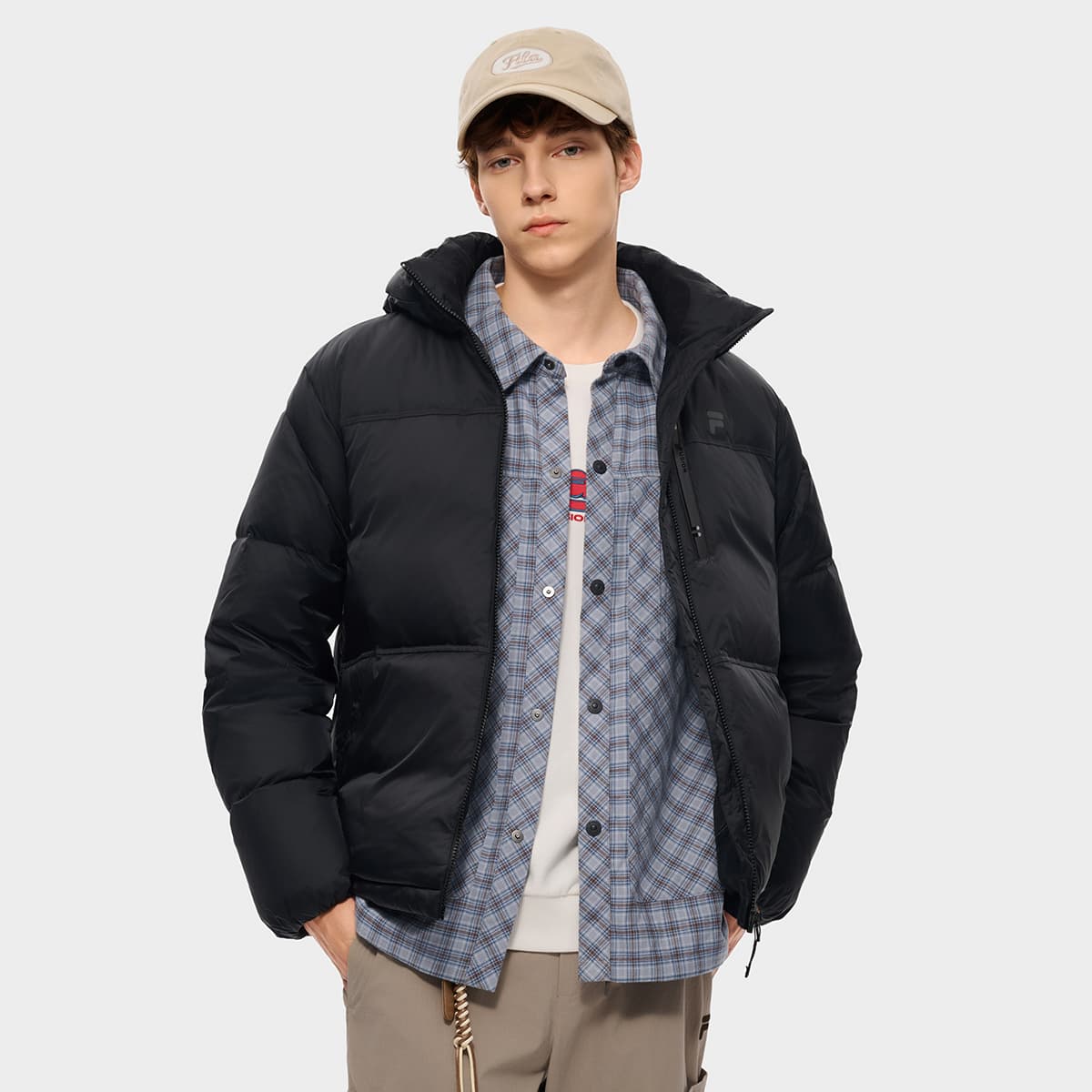 Зимняя куртка FILA FUSION Рабочий стиль Пуховик Мужской Глубокий черный - изображение 3