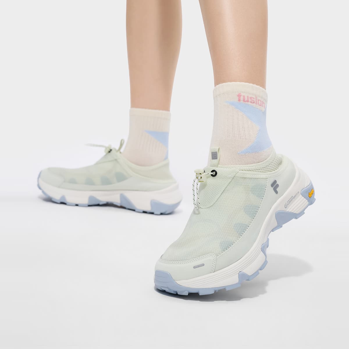 Кроссовки FILA FUSION COMO Y SLIPON Износостойкий Дышащий Легкий Уличная Обувь Женская Зеленая - изображение 7