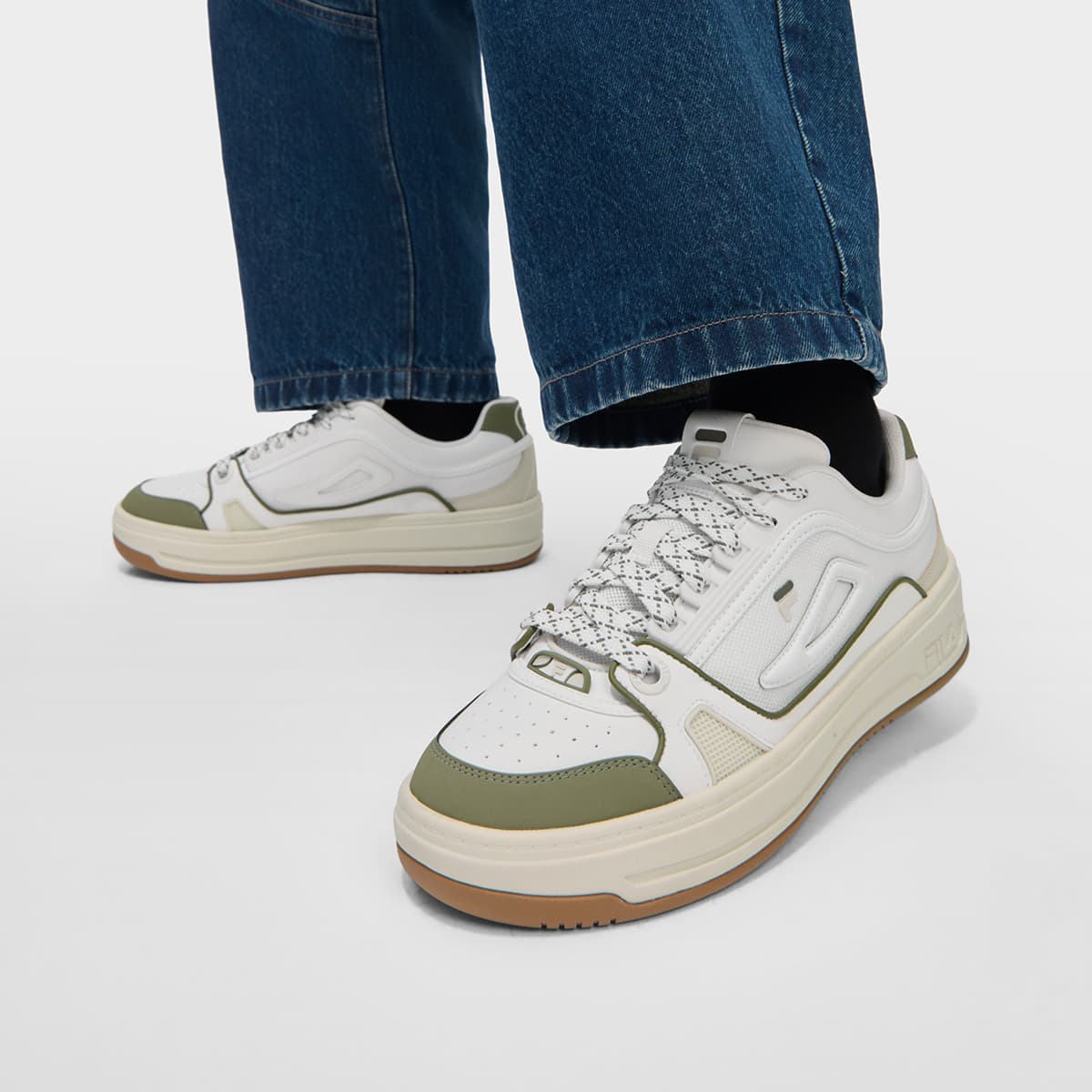 Кроссовки FILA FUSION FX PRO Лоу-топы Скейтборд Обувь Мужская Distinguished Белый KATE Оливково-зеленый - изображение 7