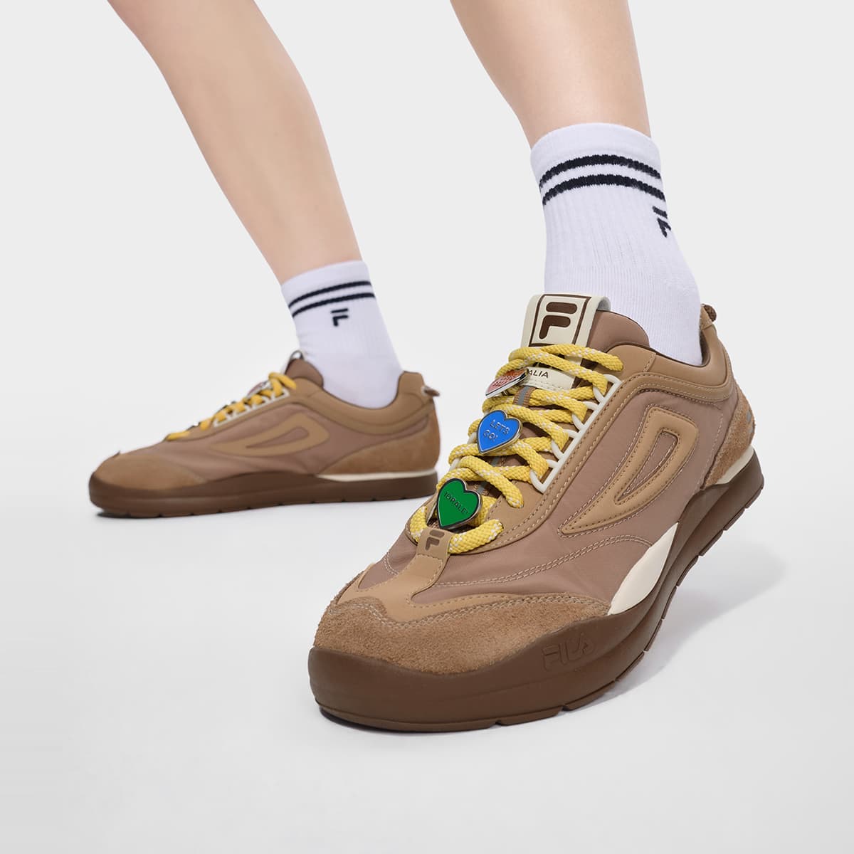 Кроссовки FILA FUSION BOBO BLING FOOTBALL Повседневная обувь Низкий Топ Топленое масло Коричневый Какао-коричневый Мужской - изображение 7