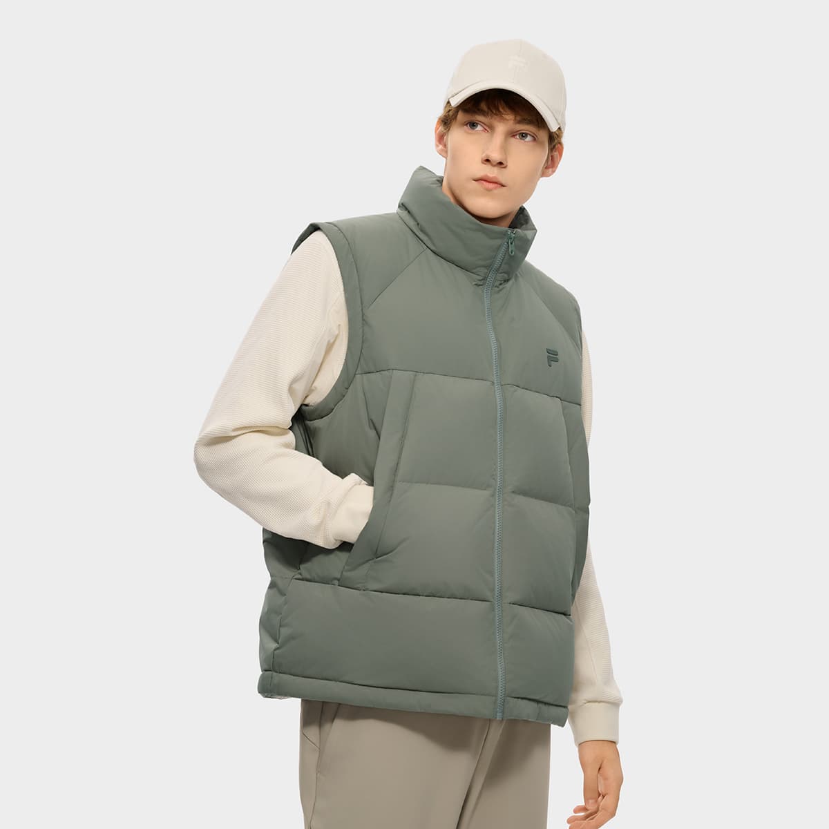 Куртка FILA FUSION FOB Пуховый жилет Мужской Теневой серый Зелёный - изображение 6