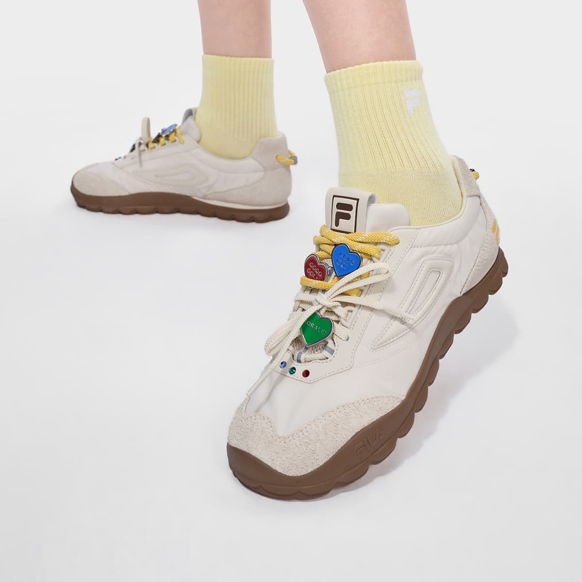 Кроссовки FILA FUSION BOBO BLING FOOTBALL Повседневная обувь Низкий Топ Арктический Волк Белый Топленое масло Коричневый Женские - изображение 7