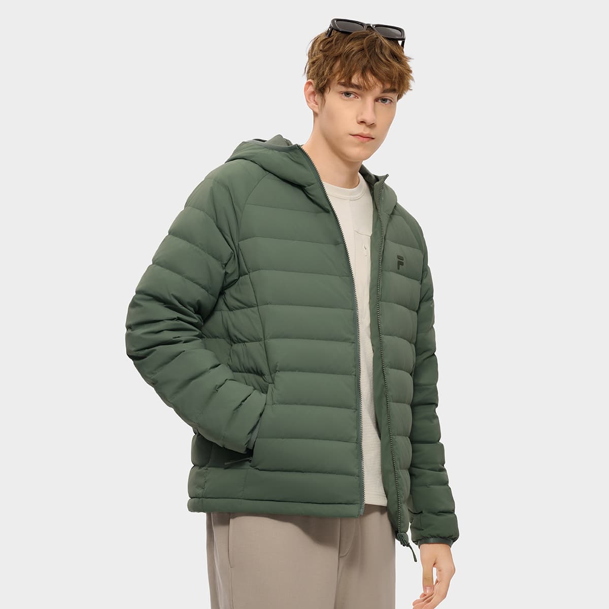 Зимняя куртка FILA FUSION FOB Кожаный серый Зелёный Унисекс Пуховики - изображение 4