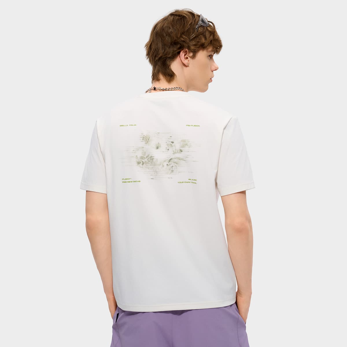 Футболка FILA FUSION URBAN TECH Короткий рукав Мужская футболка Cloud White - изображение 5
