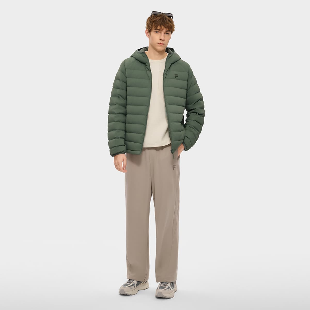 Зимняя куртка FILA FUSION FOB Кожаный серый Зелёный Унисекс Пуховики - изображение 6