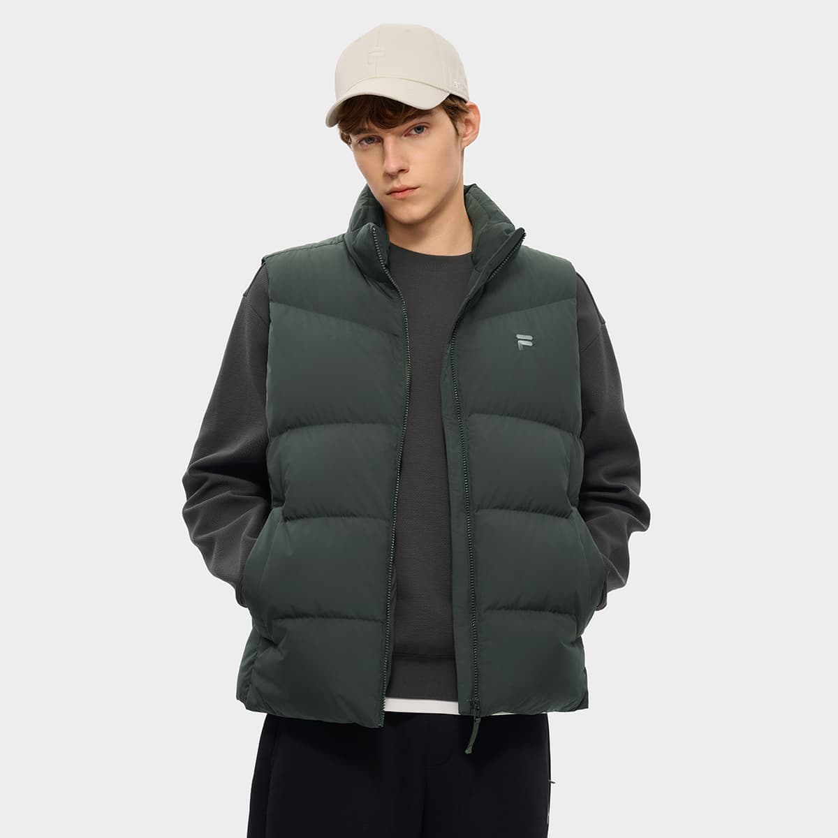 Куртка FILA FUSION FUSIONEER Пуховый жилет Мужской REEF Речно-каменный серый - изображение 3