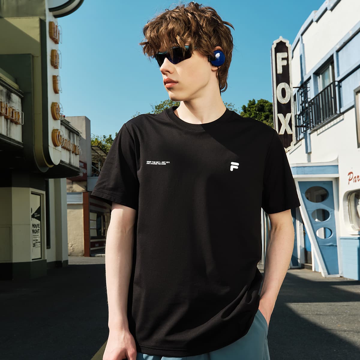 Футболка FILA FUSION FOB Короткий рукав Мужская рубашка Глубокий черный - изображение 3