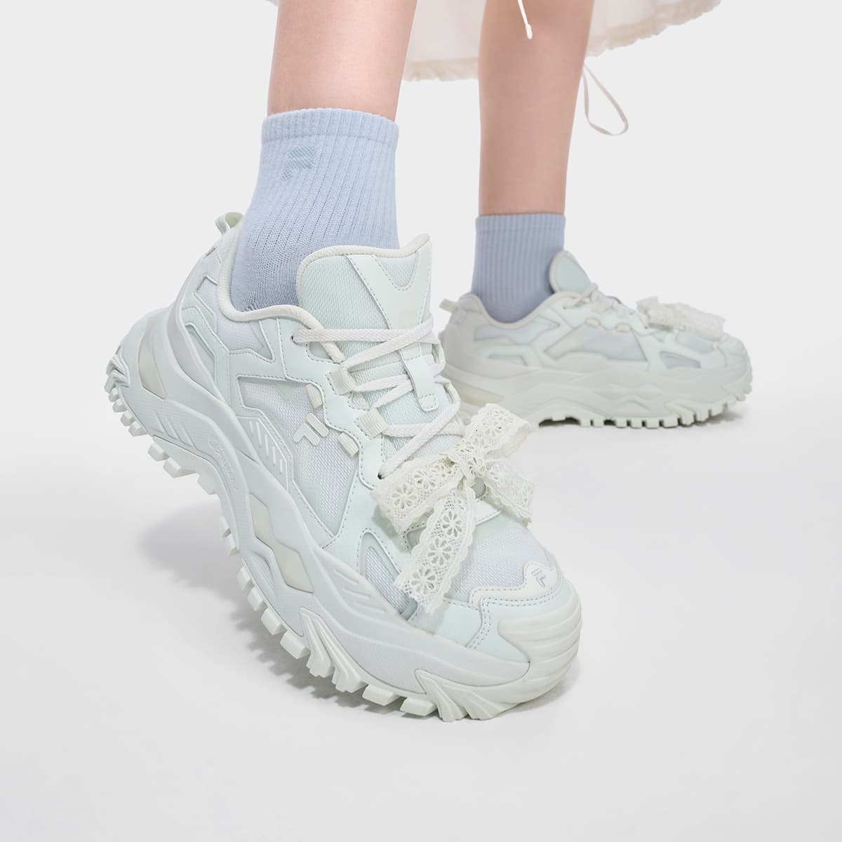 Кроссовки FILA FUSION BIANCO DX Низкие массивные кроссовки Женские Морозный зеленый Призрачный зеленый - изображение 8