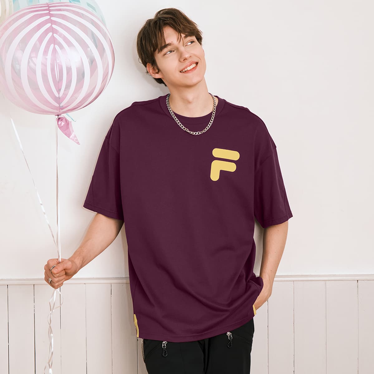 Футболка FILA FUSION T Рубашка Унисекс Песочно-Бордовый - изображение 3