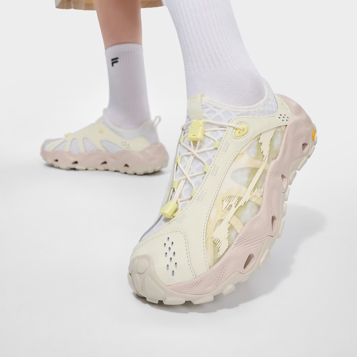 Кроссовки FILA FUSION COMO C Уличная обувь Low Топ Гусь Желтый белый Туманный серый Женские - изображение 7