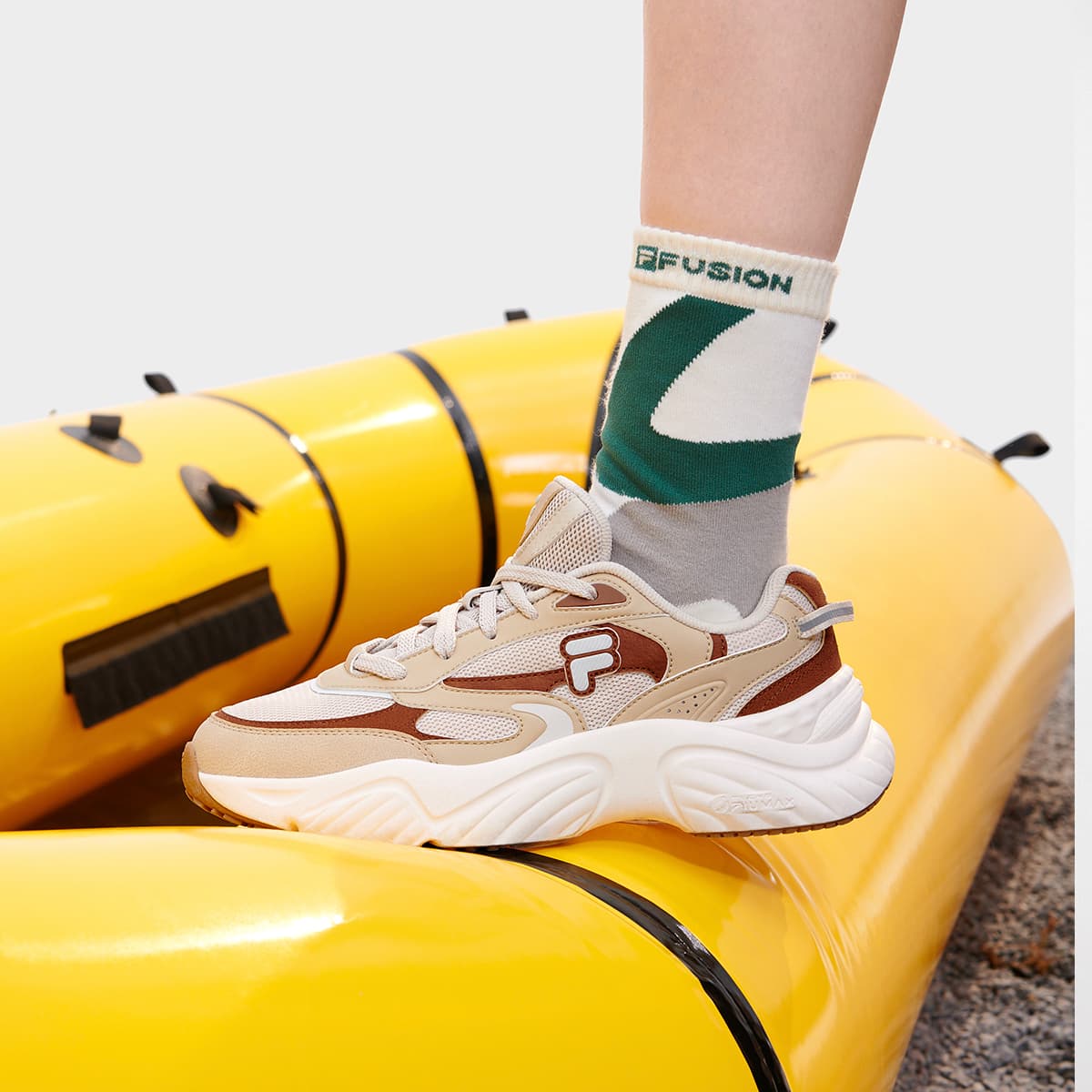 Кроссовки для бега FILA FUSION Conch II Conch Shoe Текстиль Синтетическая кожа Низкий топ Повседневные беговые кроссовки Женские - изображение 7