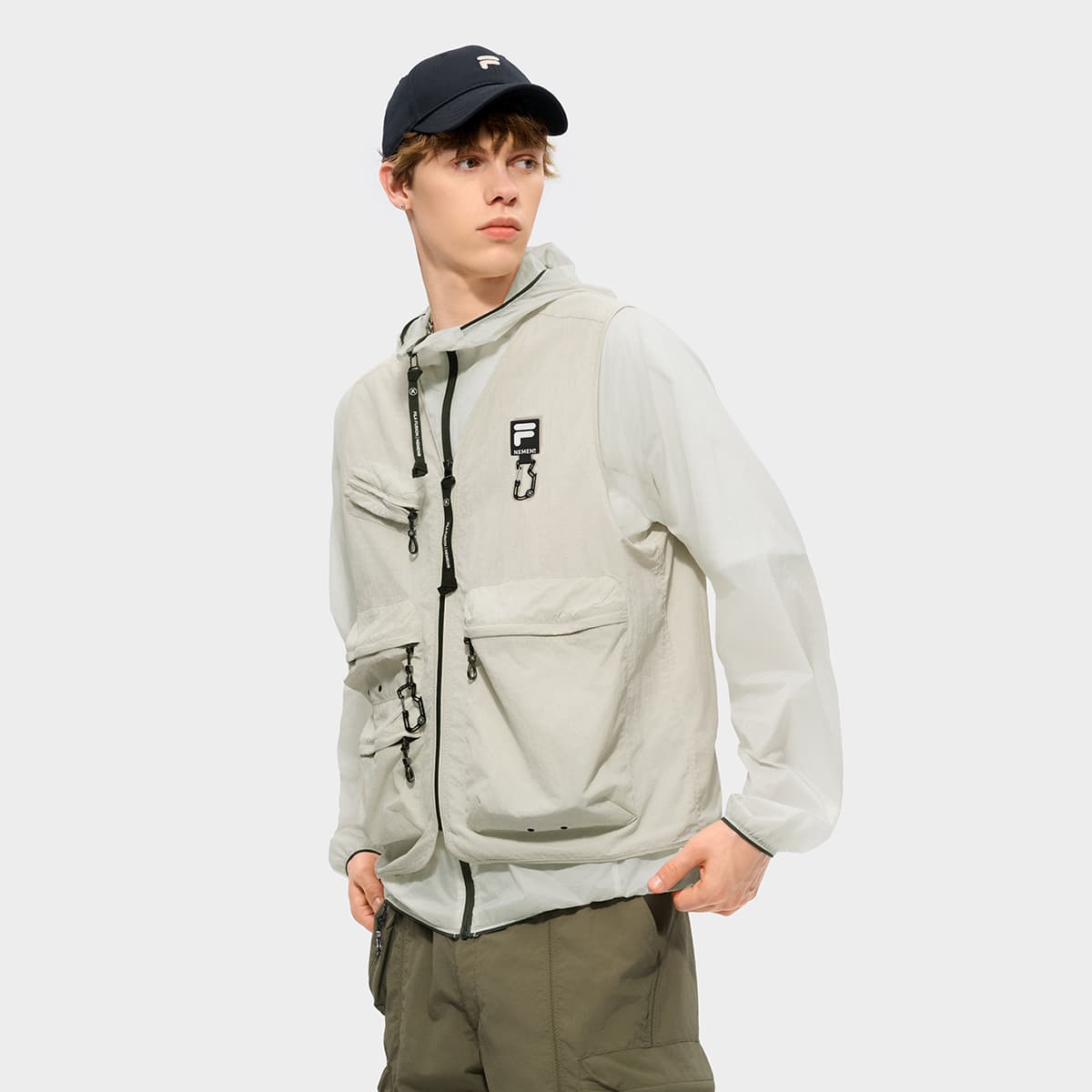 Куртка FILA FUSION NEMEN Куртка Мужская Белая Березовая Серый - изображение 4