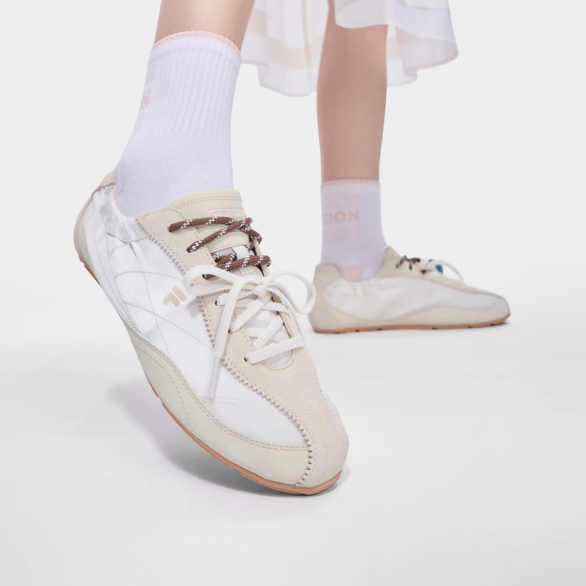 Кроссовки FILA FUSION FUFU Низкий Топ Повседневная Обувь Женская Белая Хлопковая Конфета Светло-Серый Желтый - изображение 8