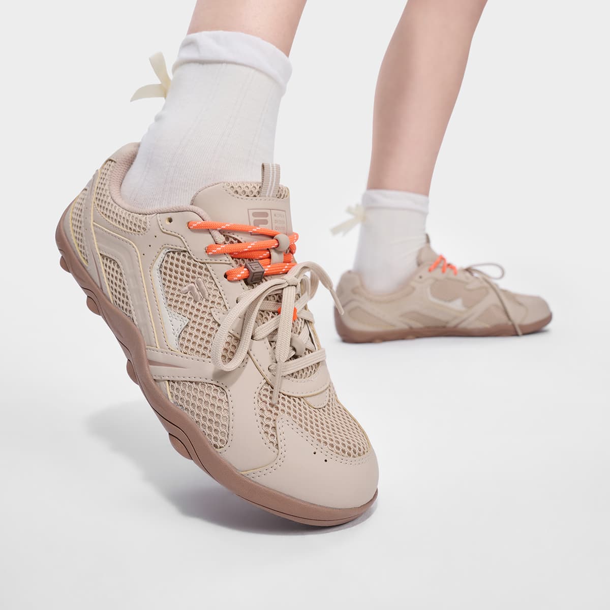 Кроссовки FILA FUSION Flora Дышащая Низкая Повседневная Обувь Женская Бежевая Абрикосовая - изображение 7