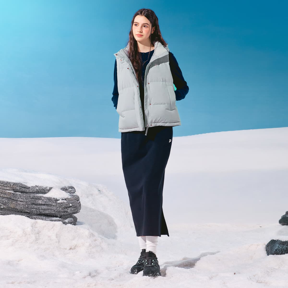 FILA FUSION FOB Пуховый жилет Женский Щебнево-серый - изображение 6