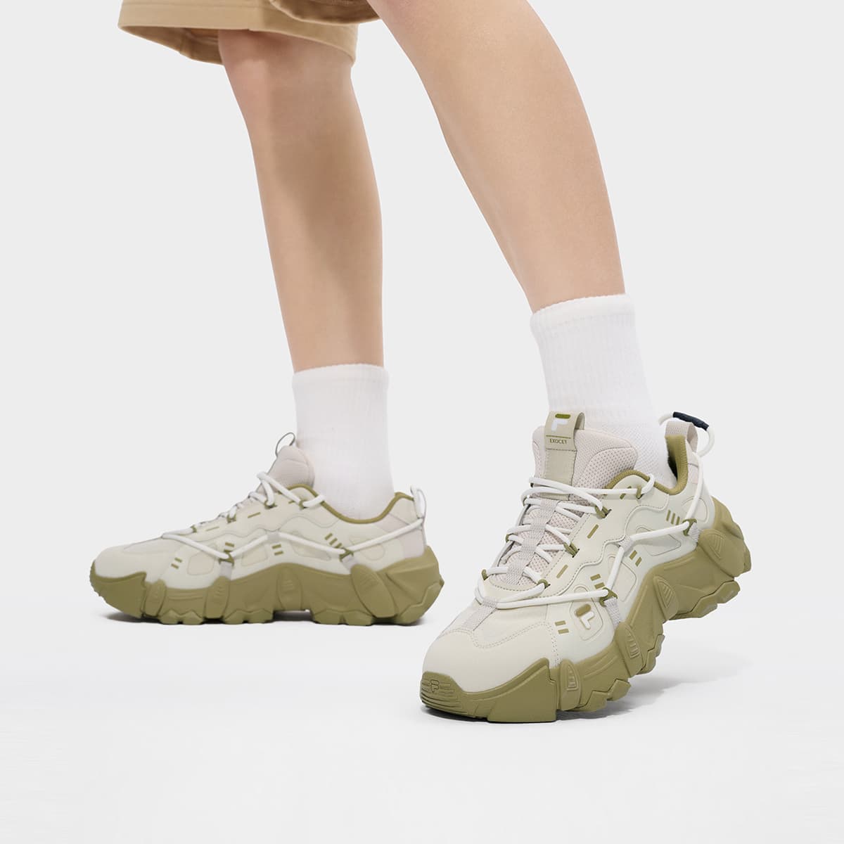 Кроссовки FILA FUSION exocet ii Противоскользящие и Дышащие Низкие Кроссовки Мужские Светло-Серый Желтый Ярко-Белый - изображение 7