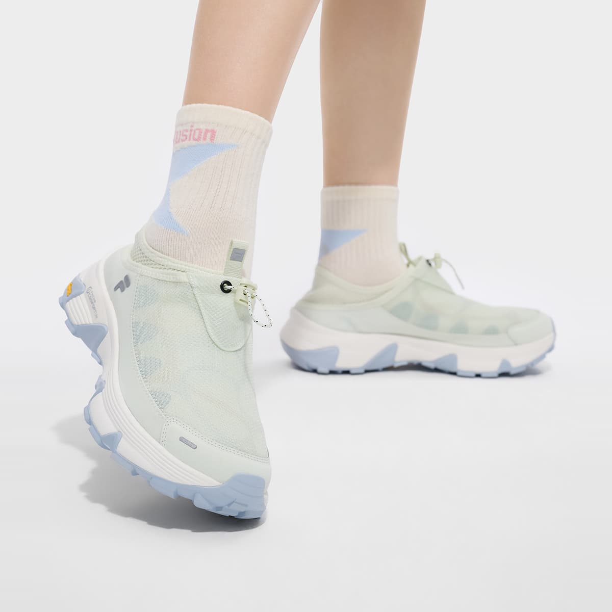 Кроссовки FILA FUSION COMO Y SLIPON Износостойкий Дышащий Легкий Уличная Обувь Женская Зеленая - изображение 8