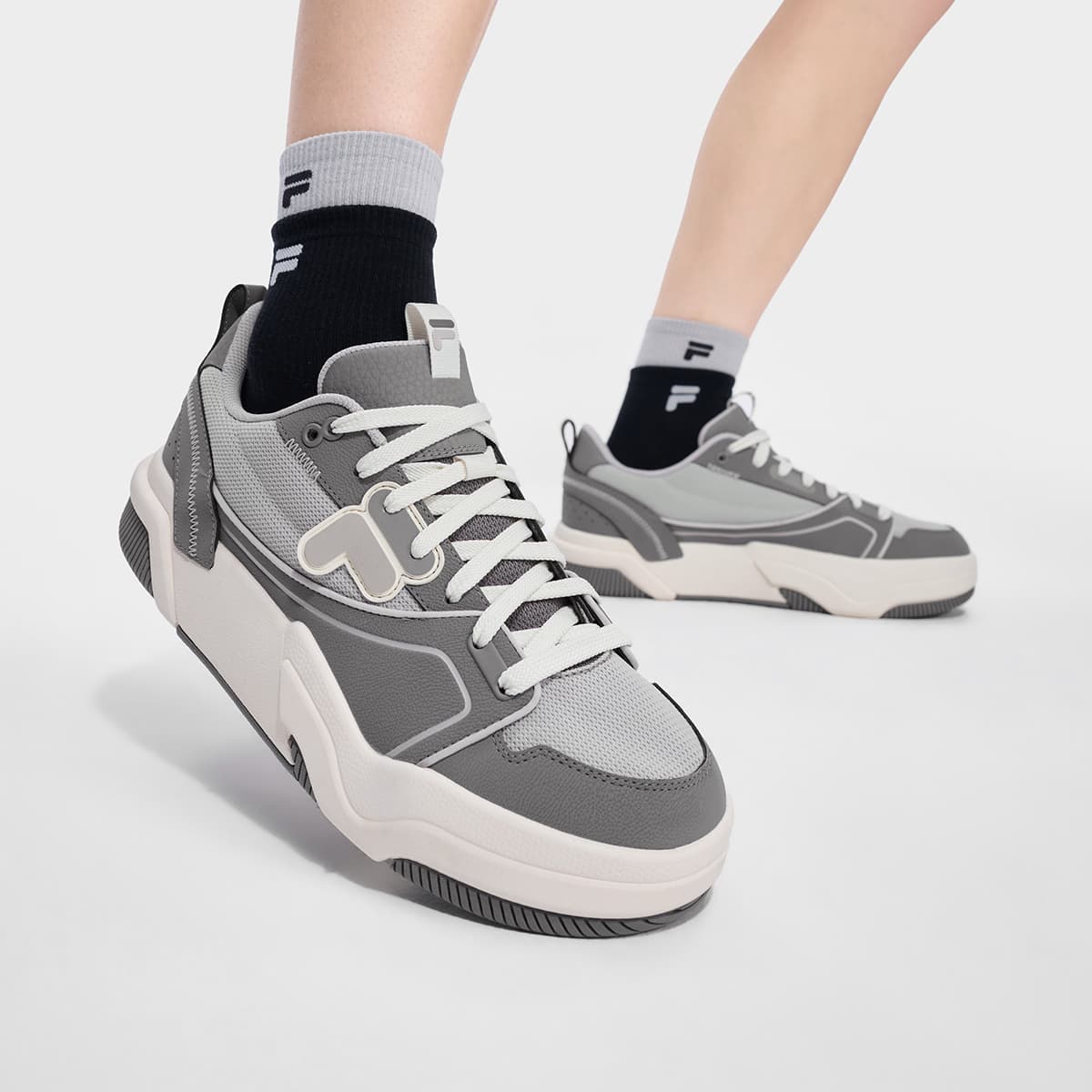 Кроссовки FILA FUSION GRIND Jump Skateboard Shoes Кеды для скейтбординга Низкий Топ Небесный Серый Снег Мужской - изображение 8