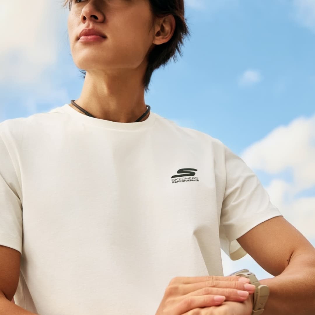 Skechers Зефирный Белый 0074 Мужской Быстросохнущая T-Рубашка - изображение 5