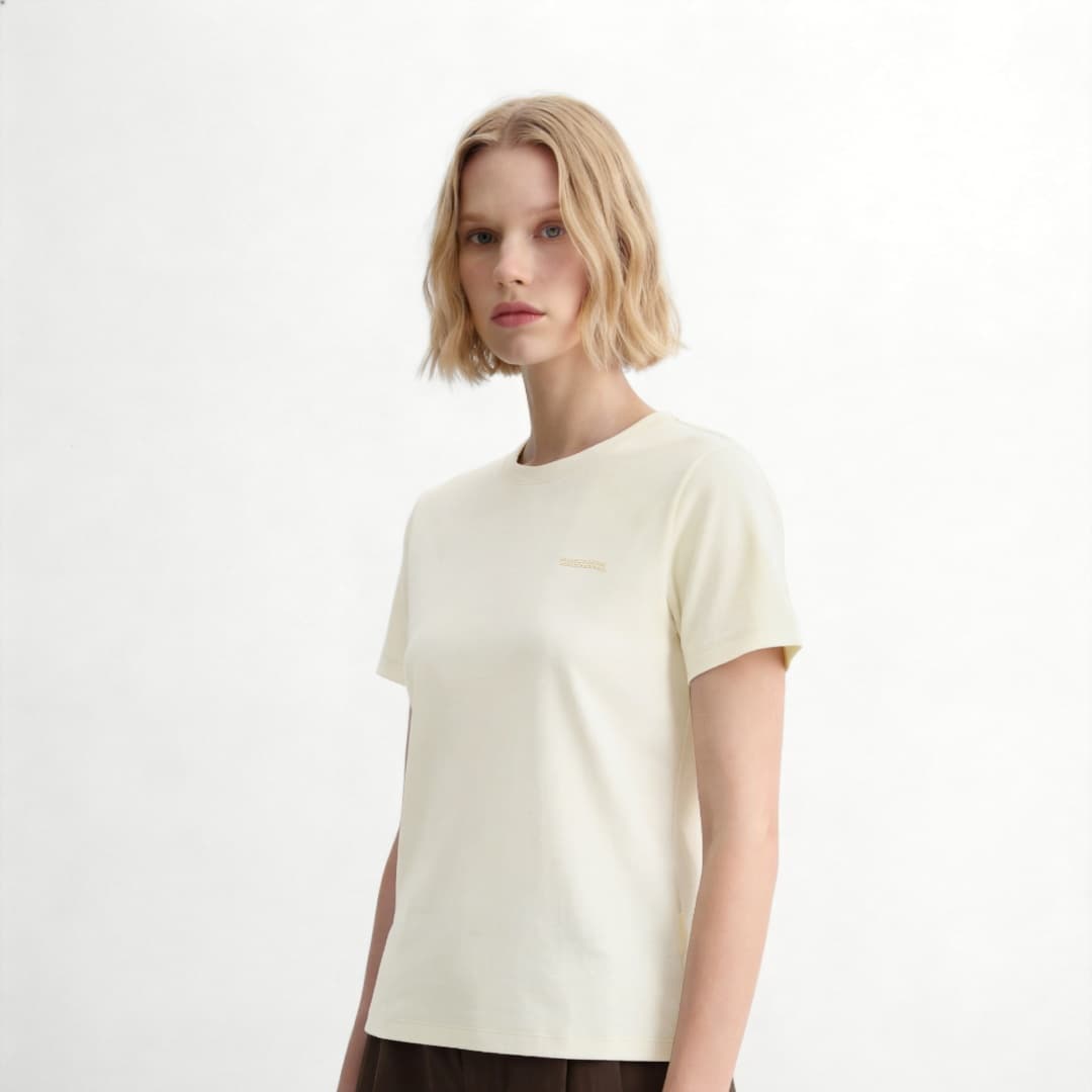 Футболка Skechers T-Shirt Женская Бежевая Желтая - изображение 5