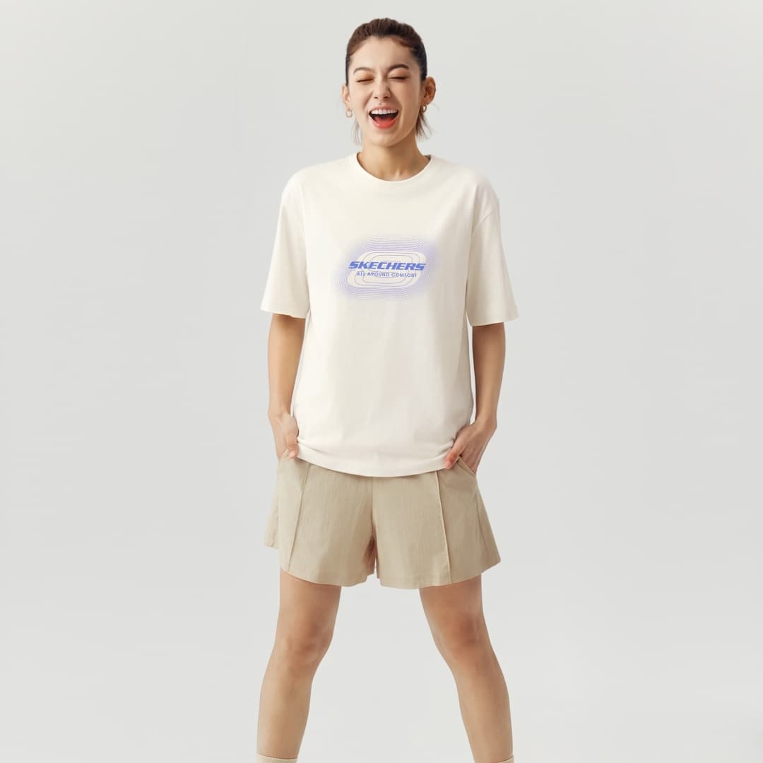 Футболка Skechers Зефир Белый 0074 Унисекс T-рубашки - изображение 4