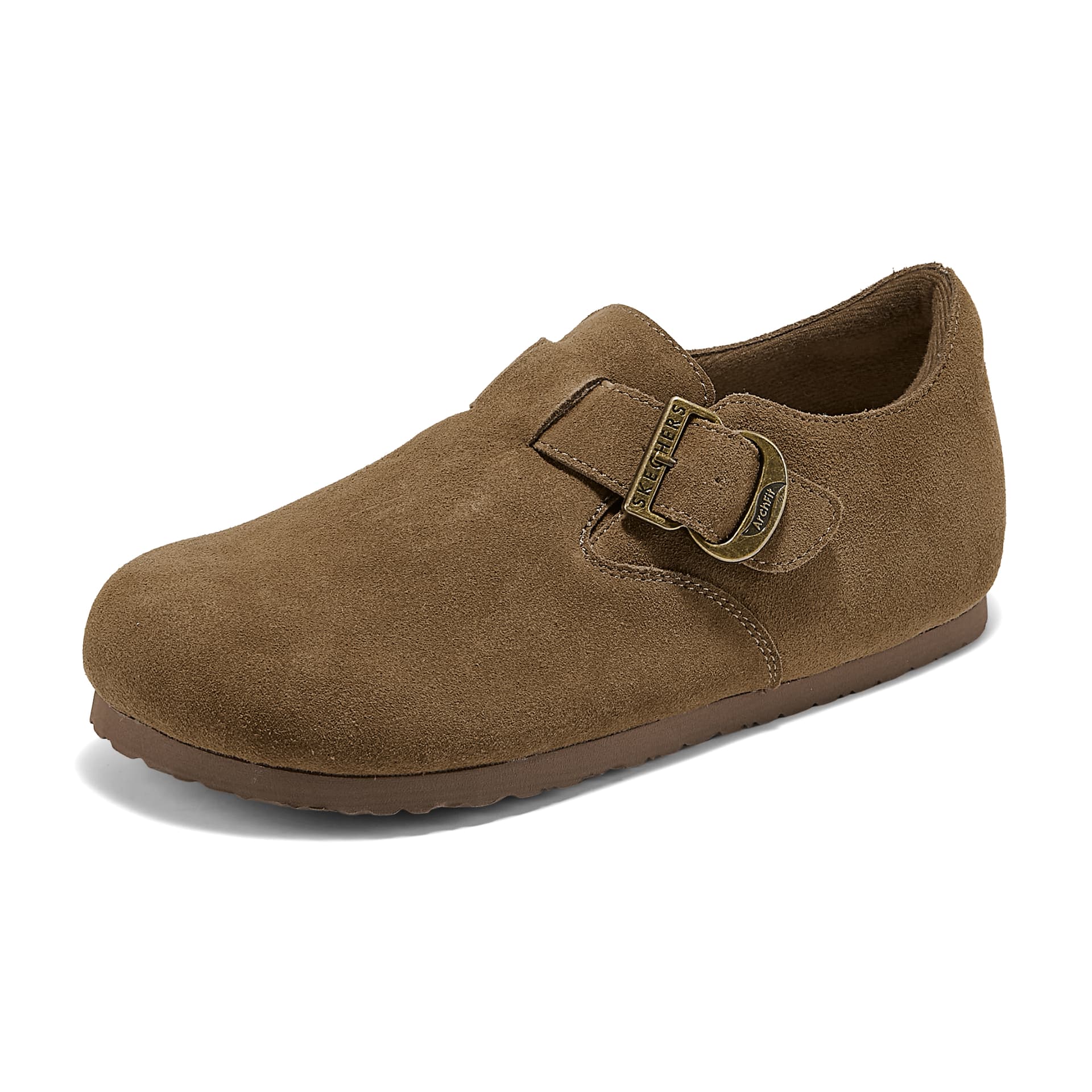 Тапочки Skechers Birkenstock Стиль Обувь 2025 Осенне-Зимняя Кожа Повседневная Обувь Женская Каштановый - изображение 6