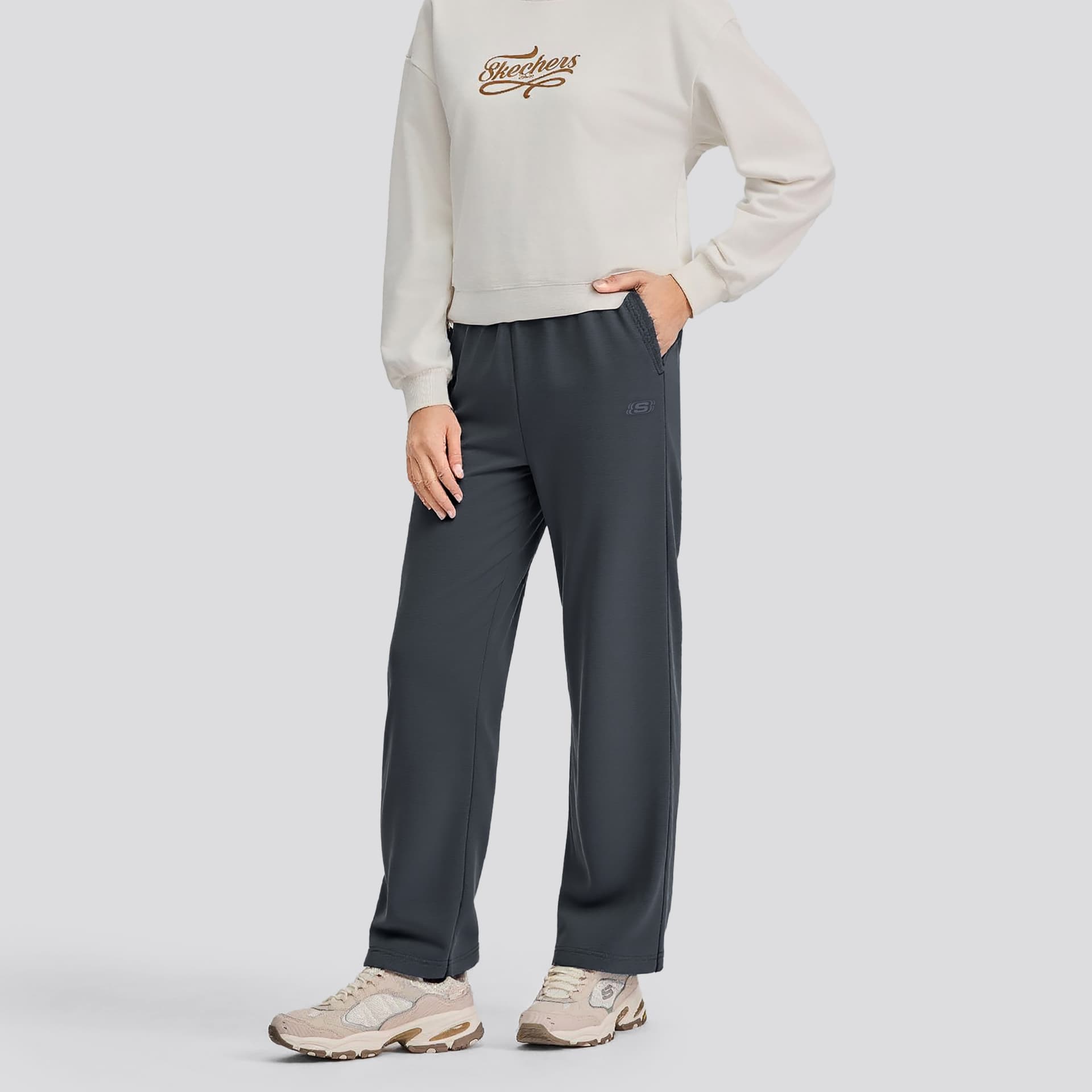 Штаны Skechers Midnight Gray 040J Женские Спортивные Трикотажные Штаны - изображение 4
