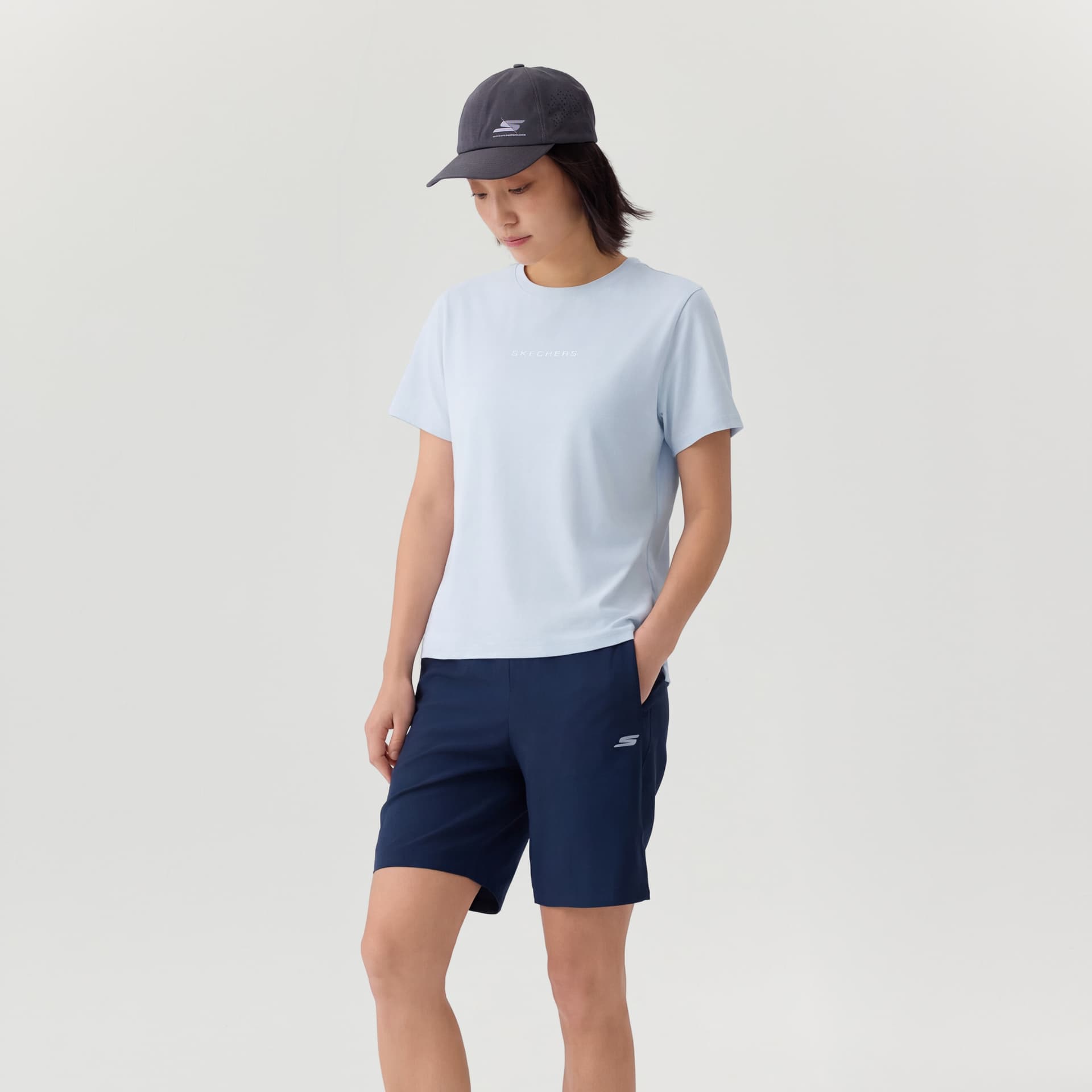 Футболка Skechers Т-рубашка с рукавом женская с оборванным плечом - изображение 4