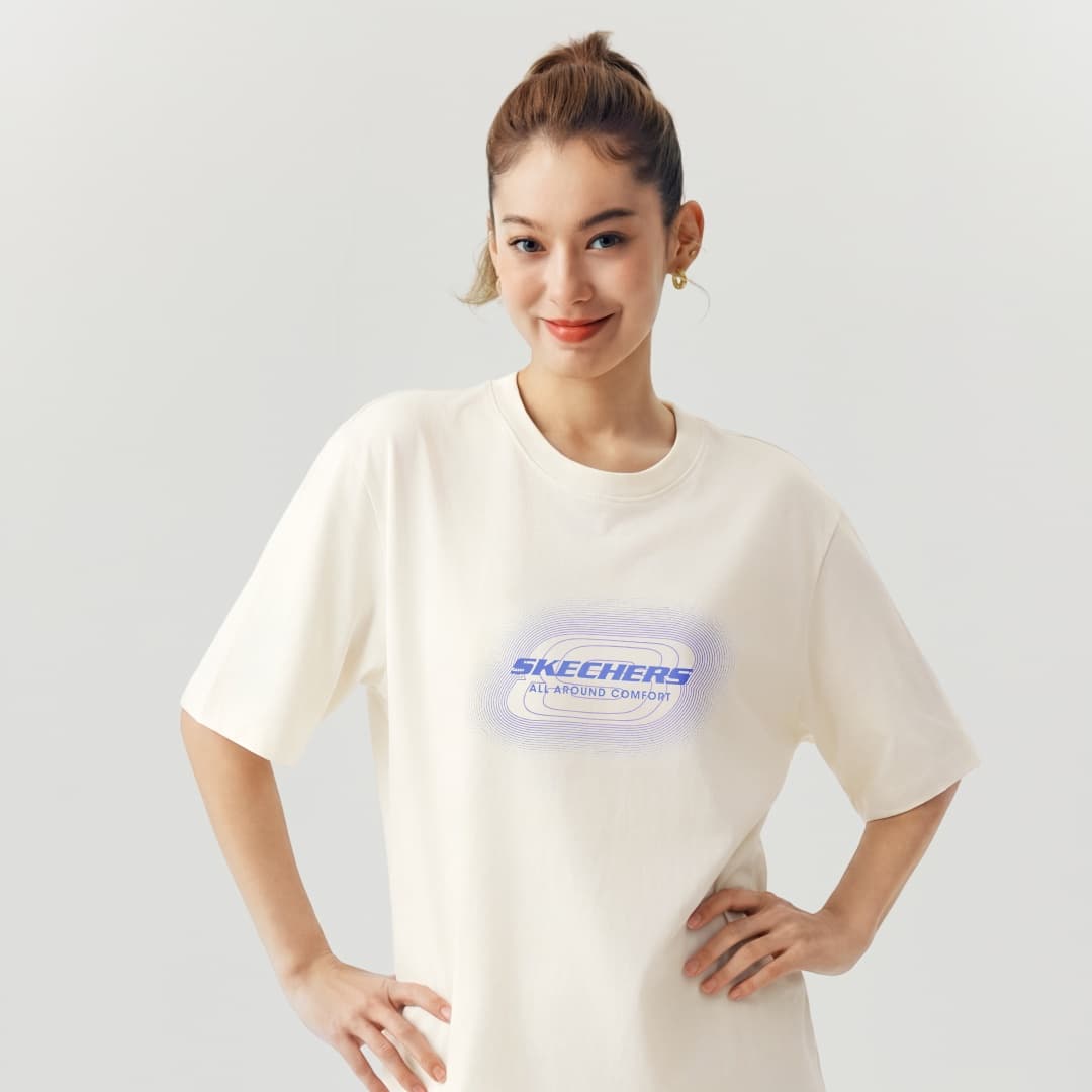 Футболка Skechers Зефир Белый 0074 Унисекс T-рубашки - изображение 5
