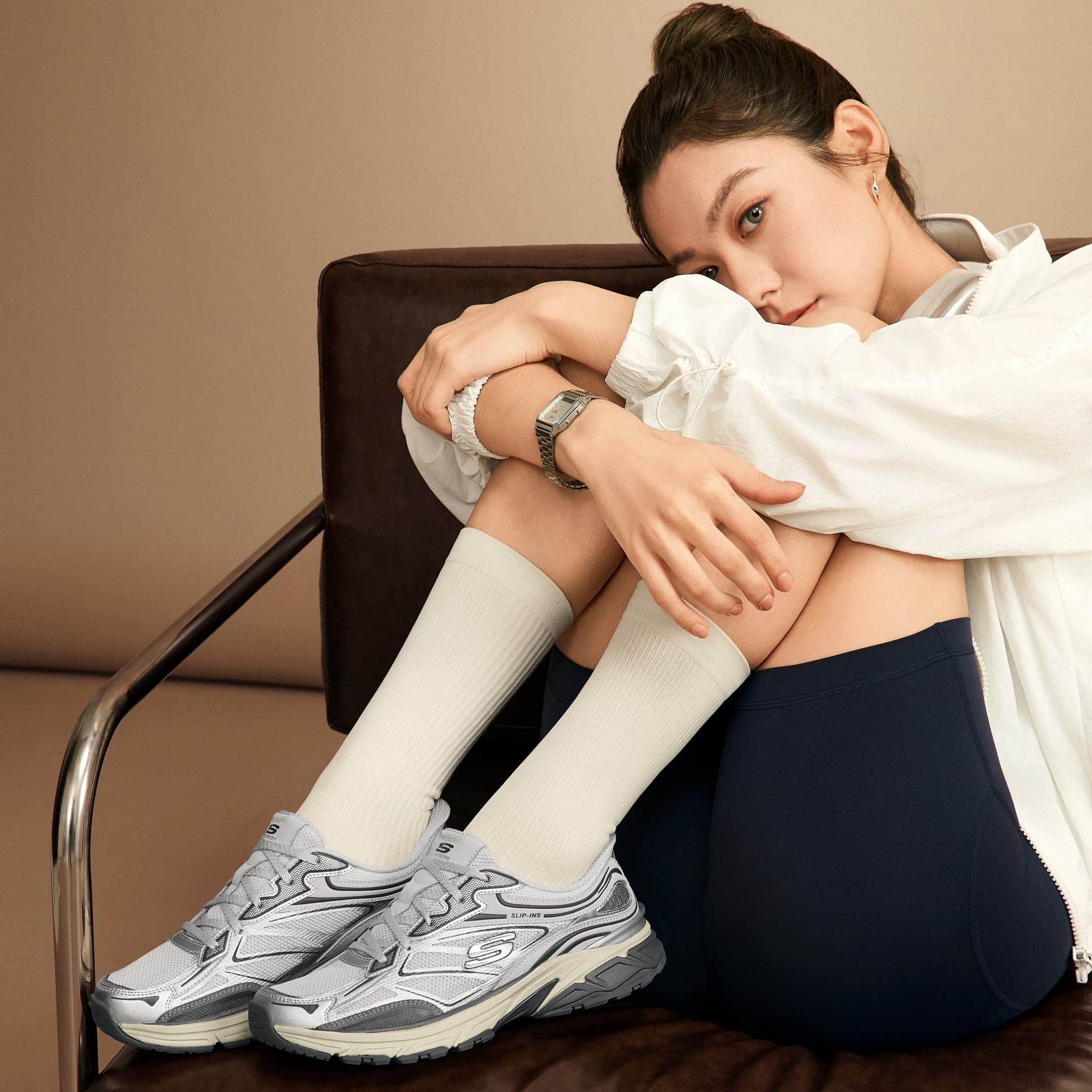 Кроссовки Skechers Серебряный Панель Low Топ Массивные кроссовки Women's Silver - изображение 7