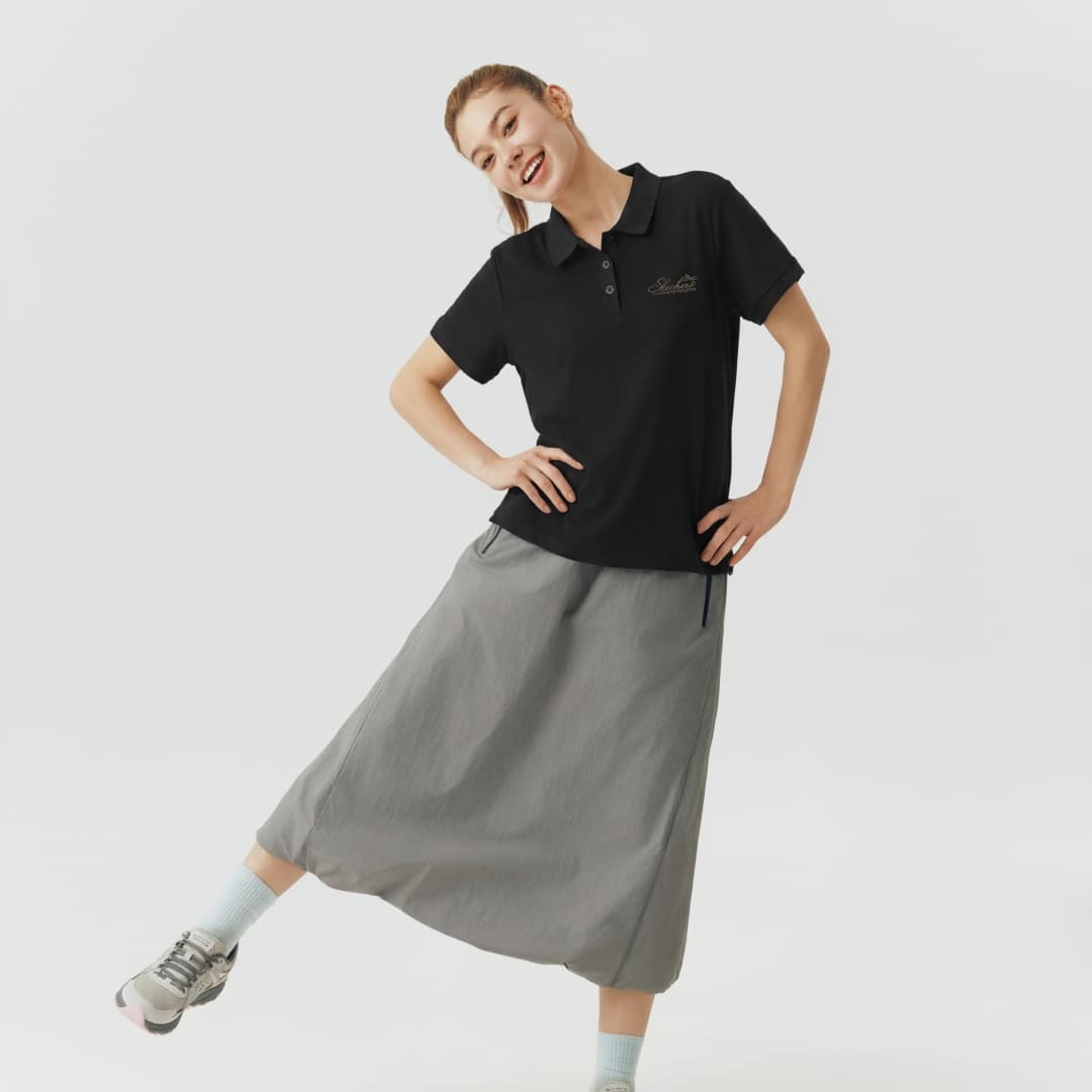 Skechers Поло Женское Угольно-черное - изображение 5