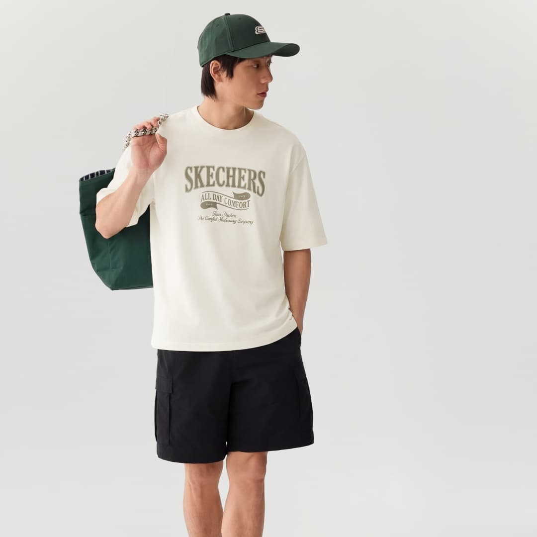 Футболка Skechers Зефир Белый 0074 Унисекс T-рубашки - изображение 4