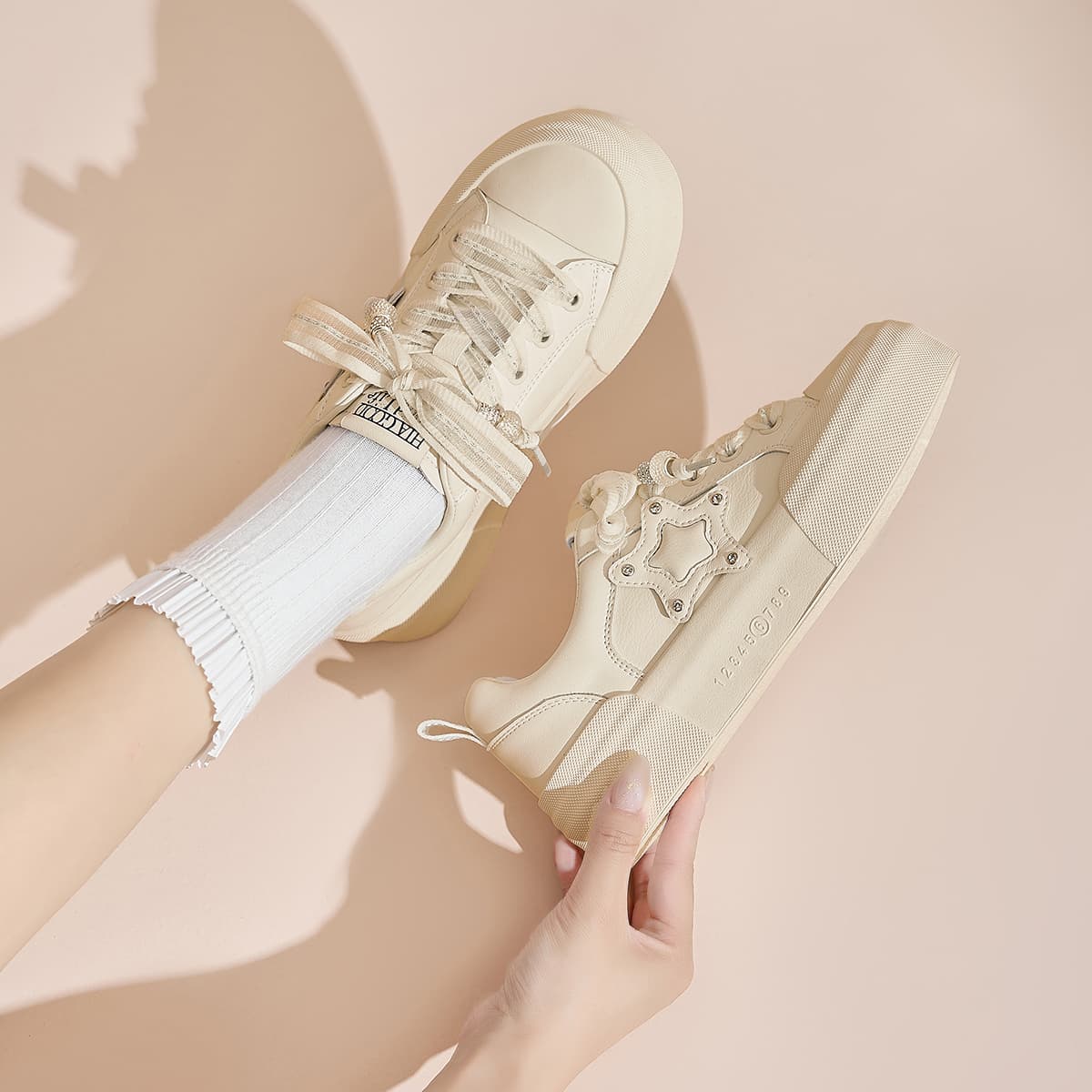 Кроссовки HLA Платформа Универсальный Звезды Белый SNEAKER Скейтборд Обувь Кроссовки Женские - изображение 6