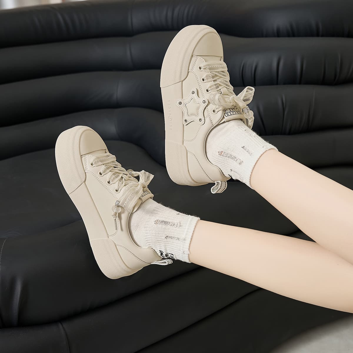 Кроссовки HLA Платформа Универсальный Звезды Белый SNEAKER Скейтборд Обувь Кроссовки Женские - изображение 7