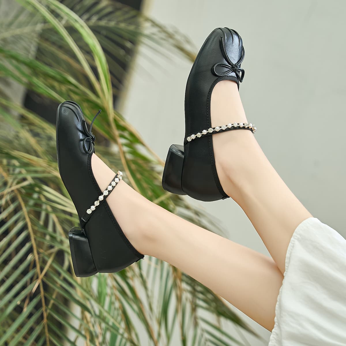 Тапочки HLA Бант Сверкающий страз Elegant Women's Повседневная обувь Женские - изображение 7