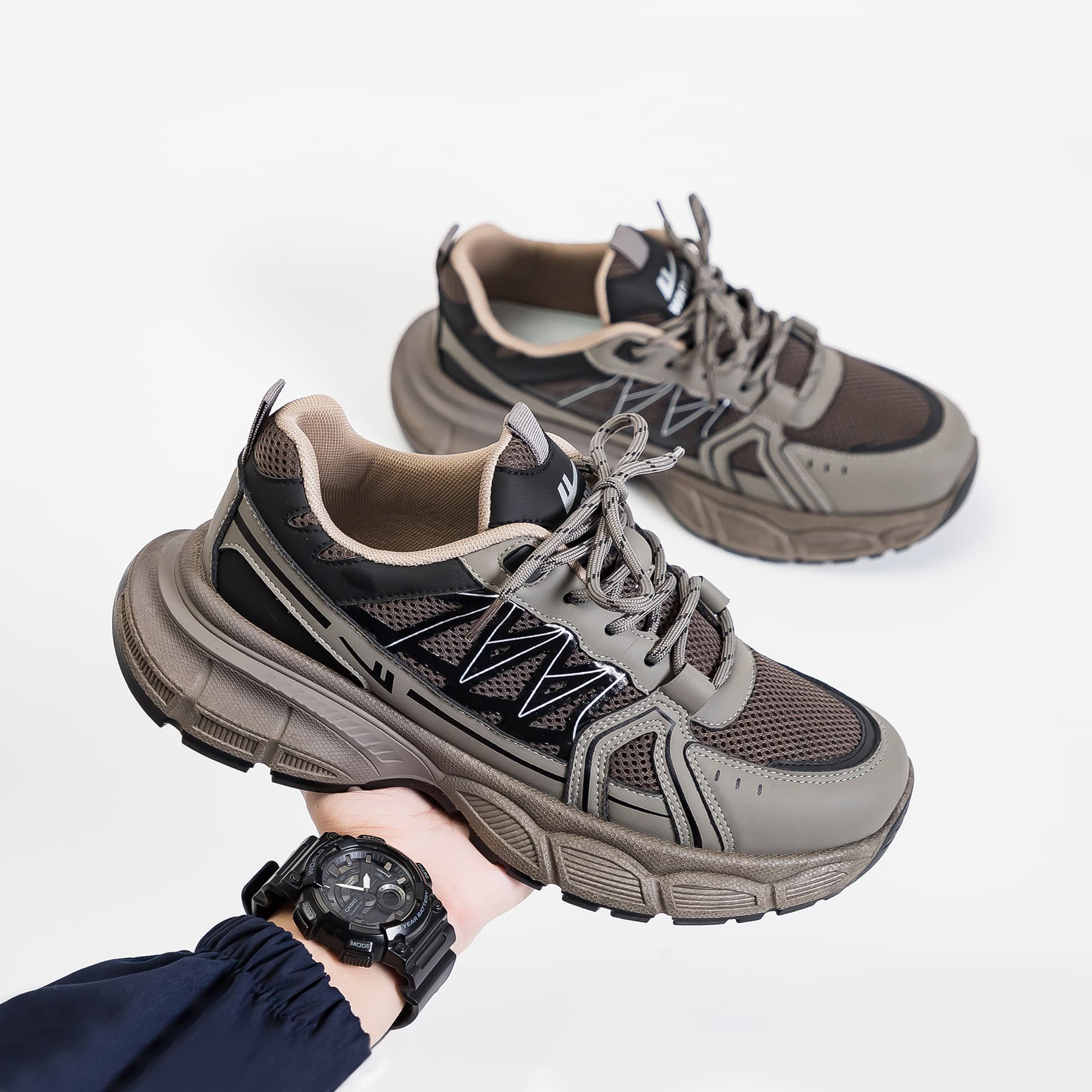 Кроссовки для бега WARRIOR Low Топ Беговые кроссовки Мужской Светлый хаки Черный - изображение 7