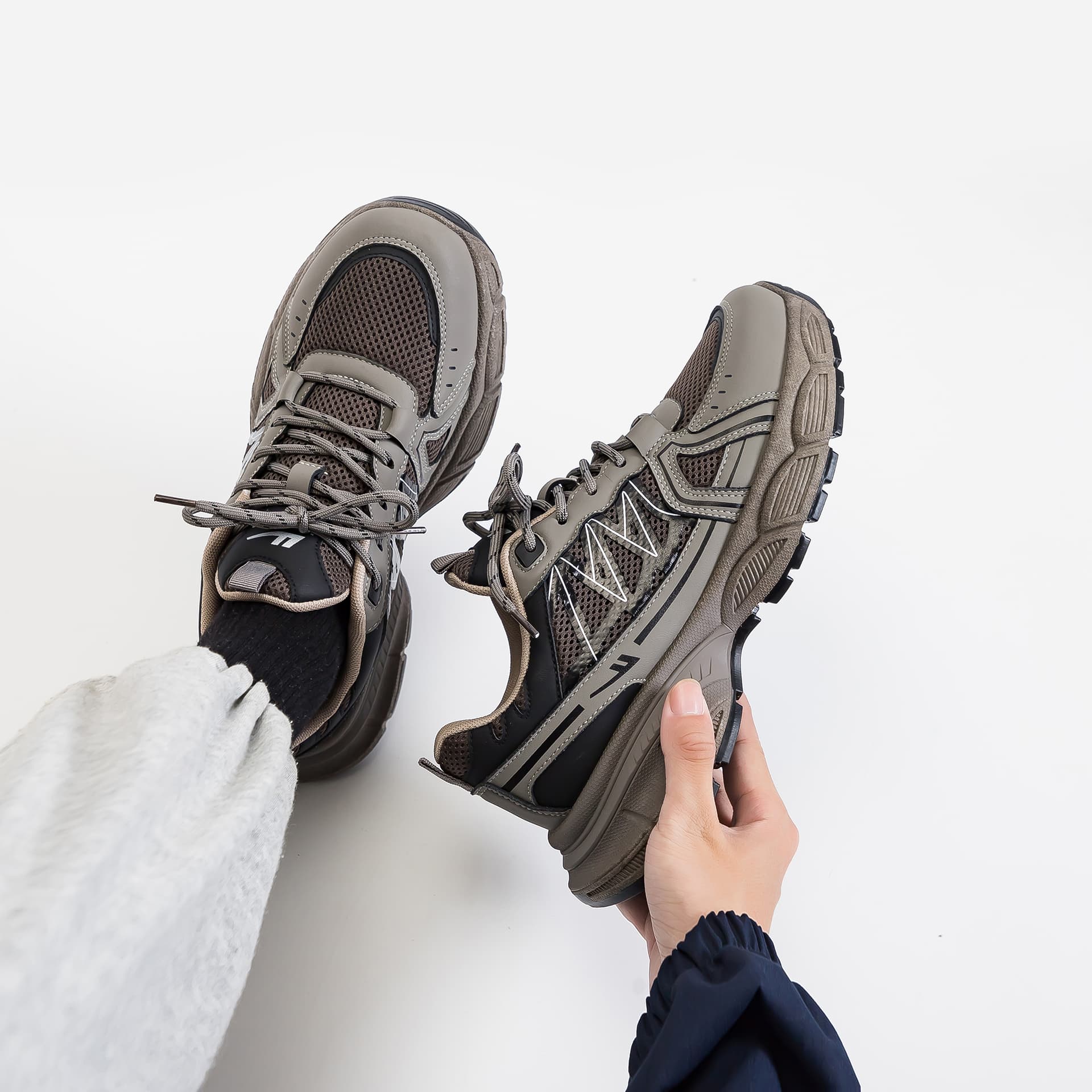 Кроссовки для бега WARRIOR Low Топ Беговые кроссовки Мужской Светлый хаки Черный - изображение 8
