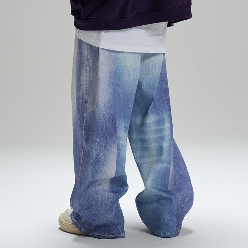 Штаны LOSTCTRL 3D Digital Print Wide Leg Jeans Blue - изображение 4