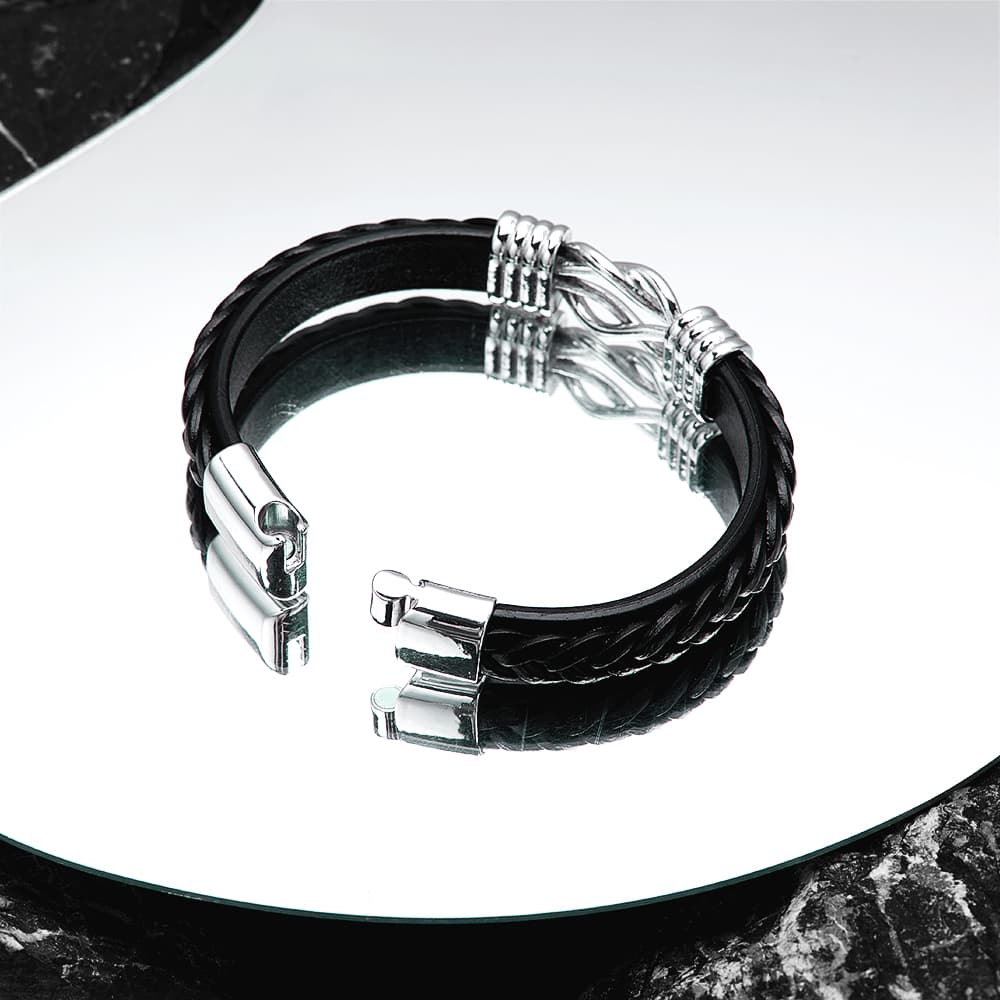 Браслет ENFANTIN Титановая сталь кожа PU (полиуретан) кожа браслеты унисекс - изображение 3