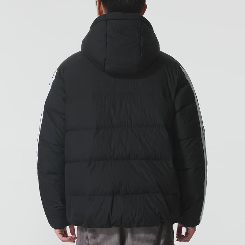 Зимняя куртка Adidas ESSENTIALS 3 Stripes Пуховик Мужской Черный - изображение 4