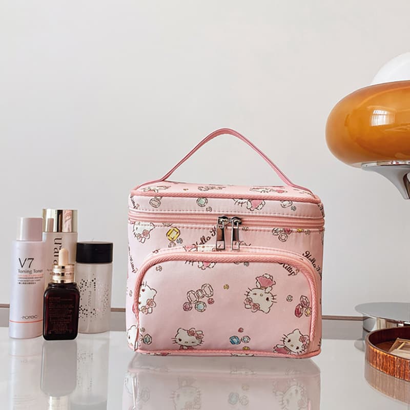 Sanrio Hello Kitty Холщовая косметичка для макияжа Женская Розовая - изображение 5