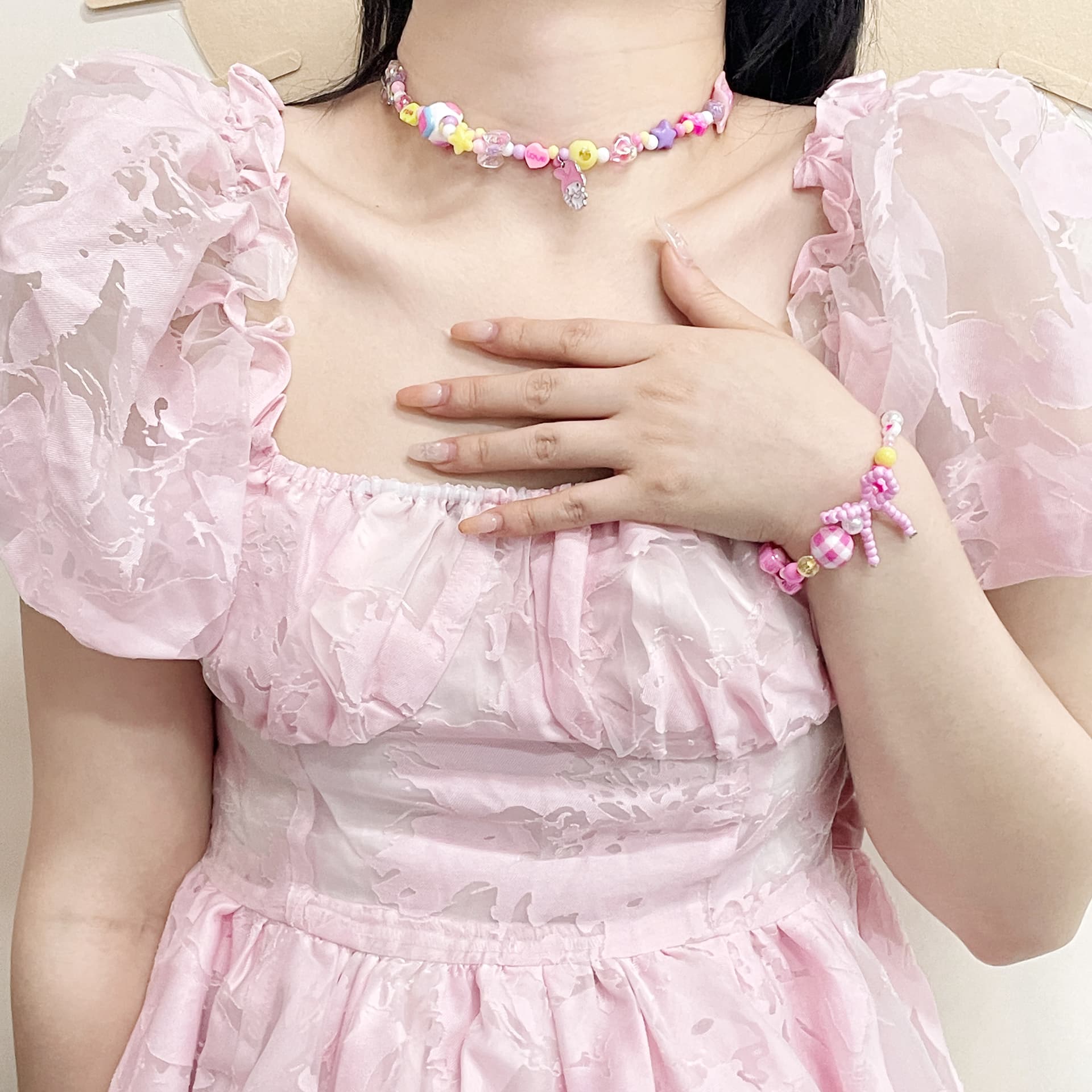 Ожерелье Санрио My Melody Акрил Цепочки и ожерелья Женские Мультяшный Бусины - изображение 6