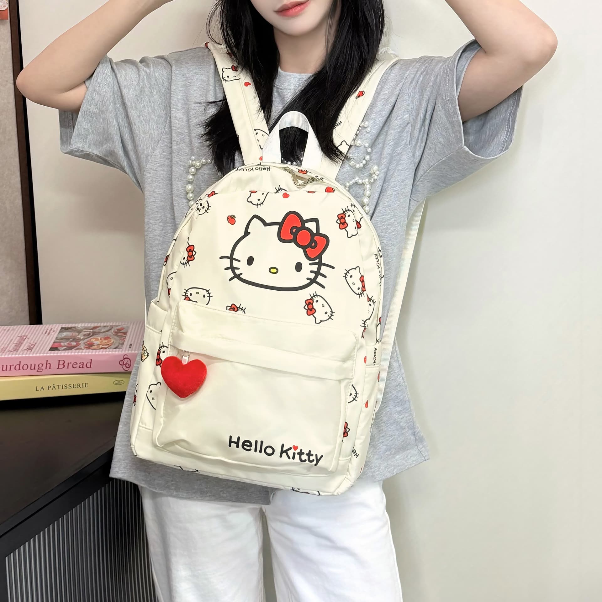 Рюкзак Sanrio Hello Kitty Полиэстеровый Рюкзак Стандартный (Standard) Женский Заварной - изображение 4
