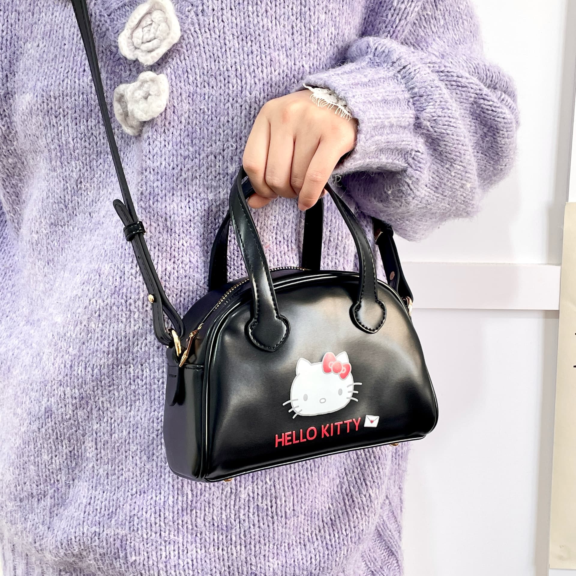 Сумка Sanrio Hello Kitty PU (полиуретан) Сумка Стандартная Женская Черная - изображение 5